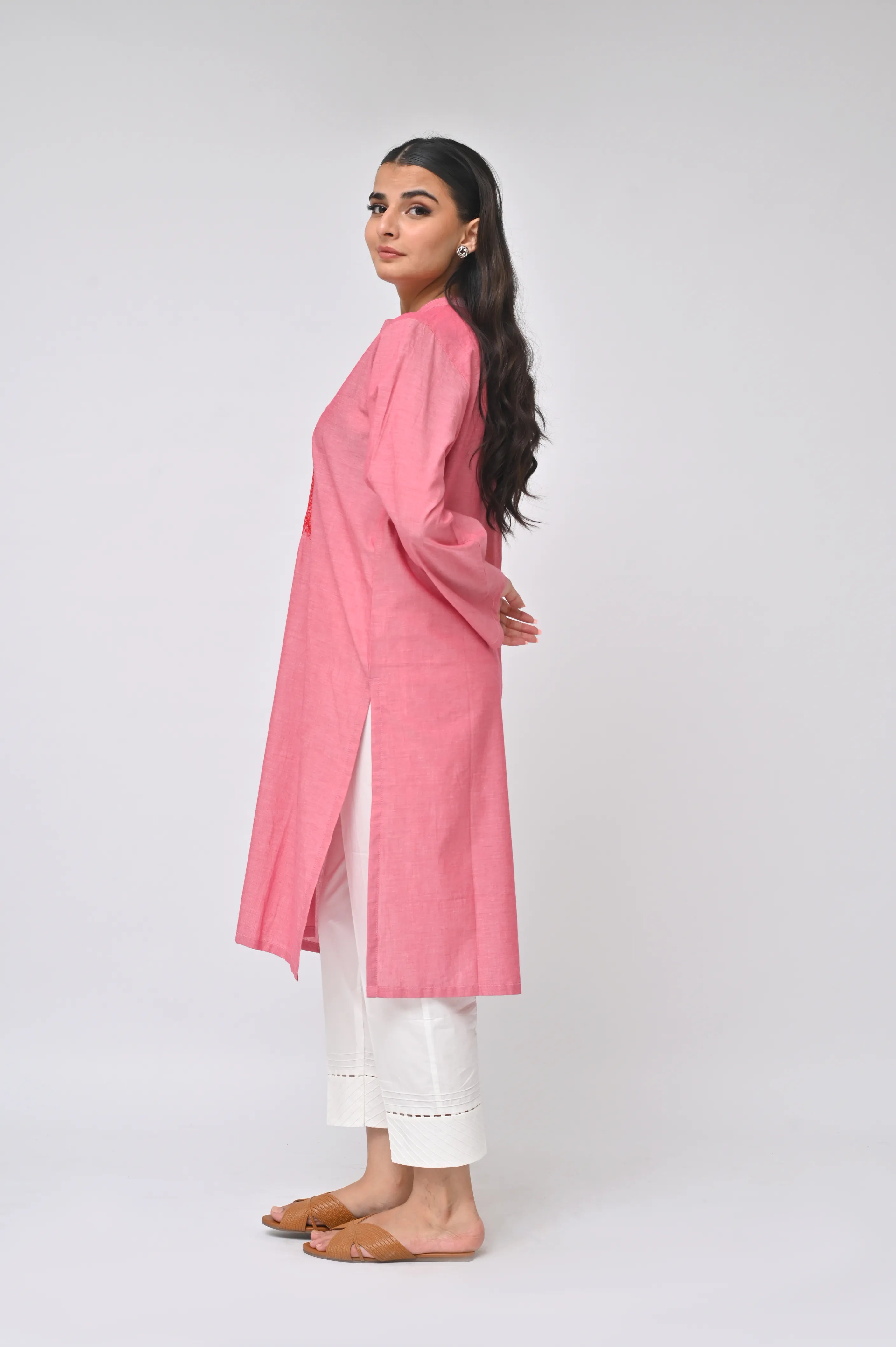 Pink Embroidery Kurti (F18)