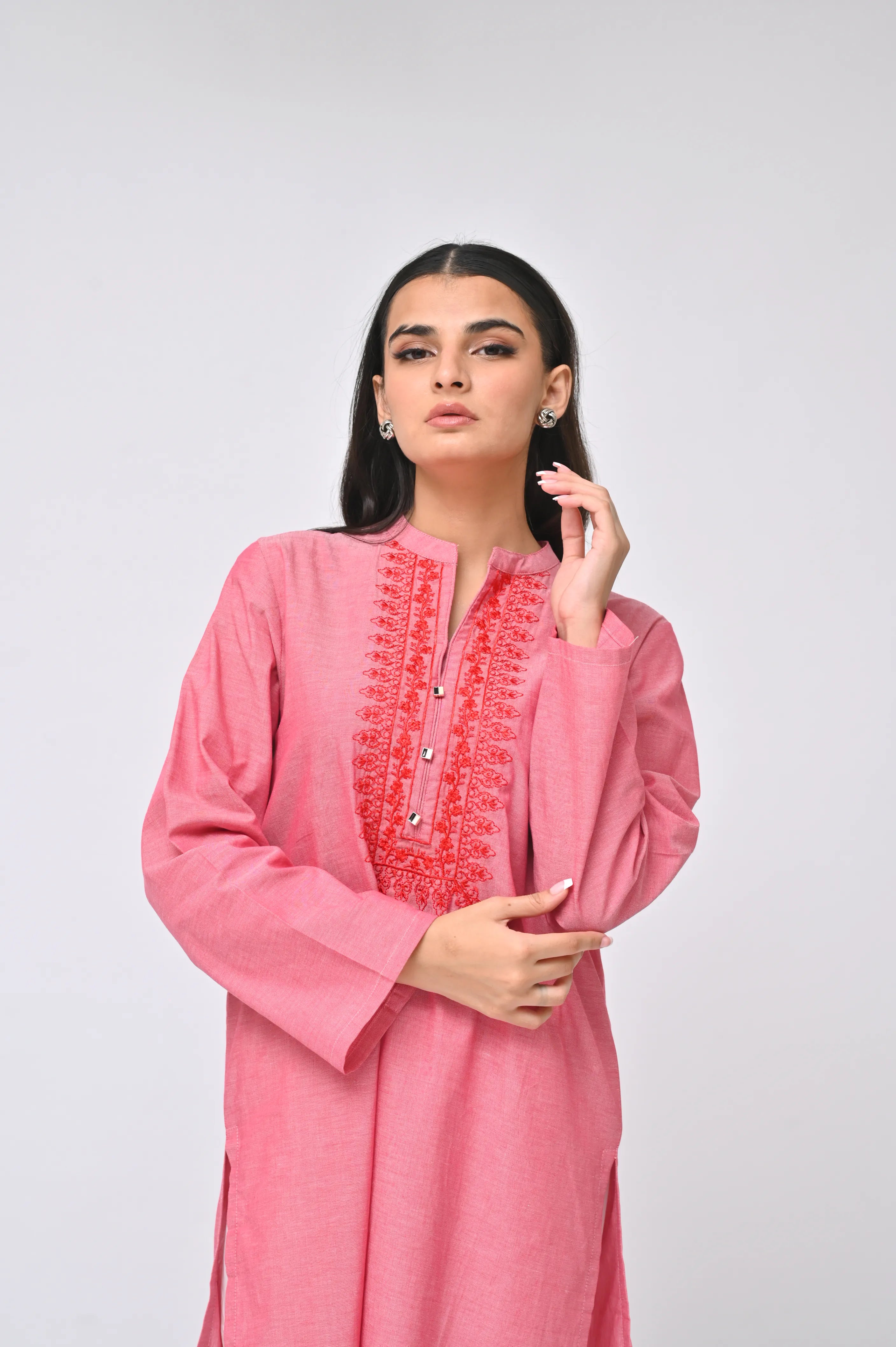 Pink Embroidery Kurti (F18)