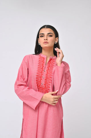 Pink Embroidery Kurti (F18)