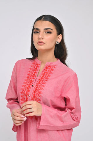 Pink Embroidery Kurti (F18)