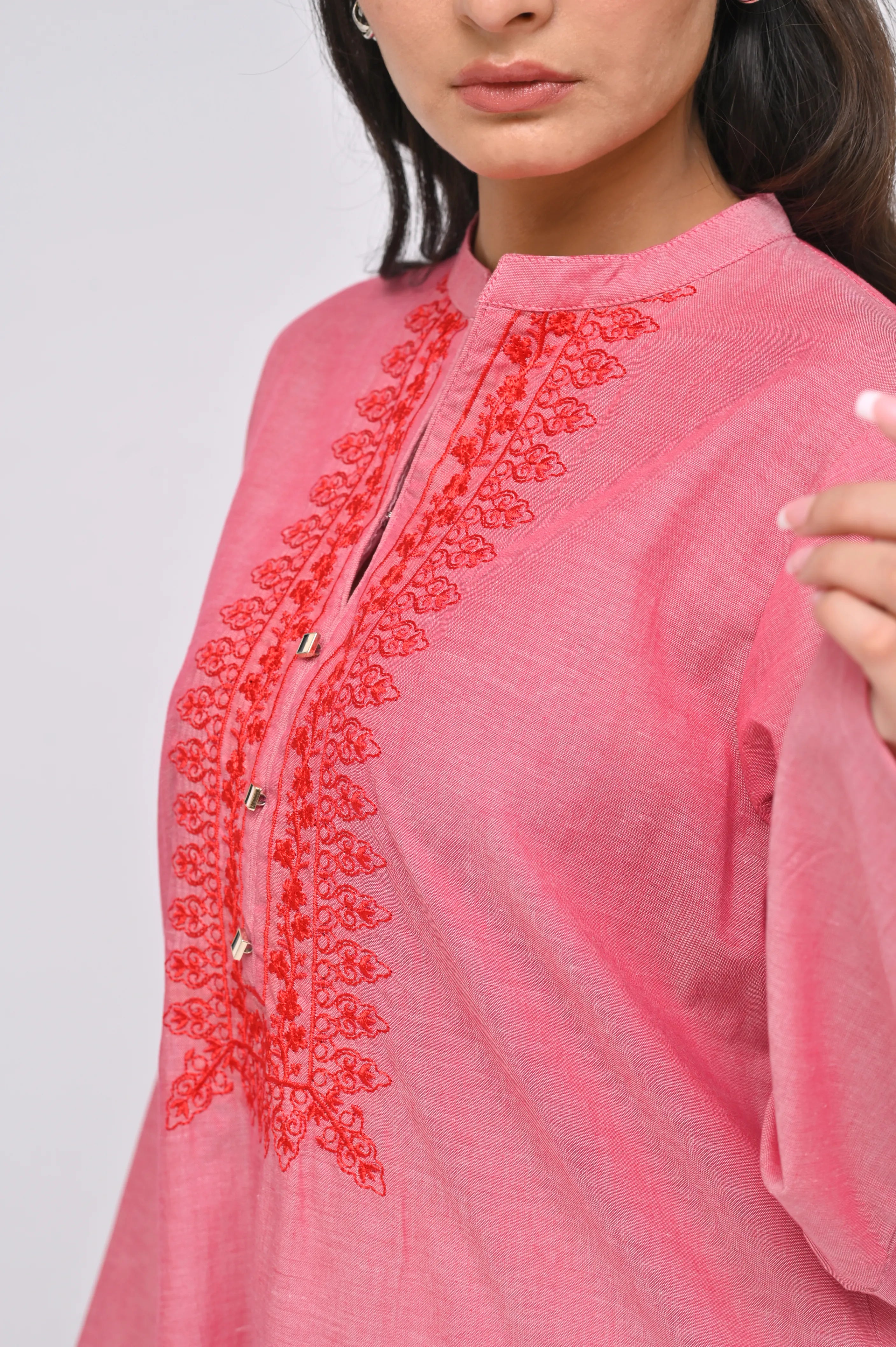 Pink Embroidery Kurti (F18)
