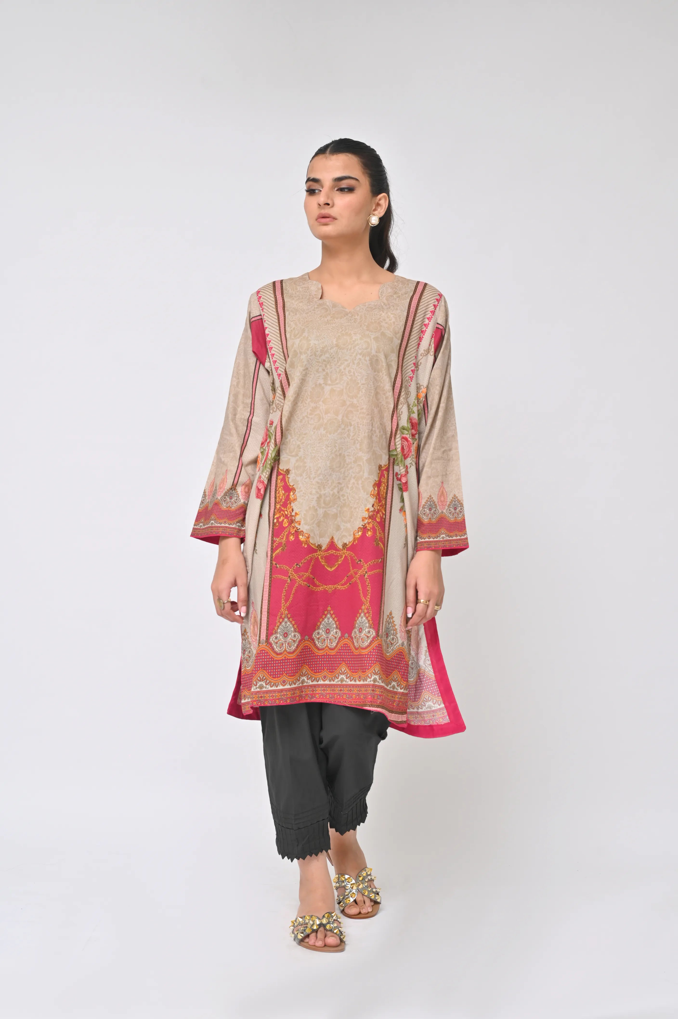 Camel Embroidery Kurti (F25)